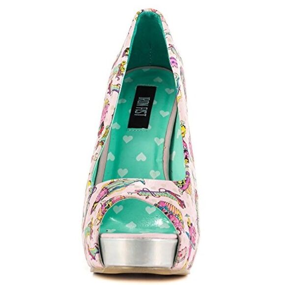 BNIB IRON FIST DEATH'S DINER PEEPTOE PINK PLATFORM Sz 5 BNIB - Picture 7 of 12